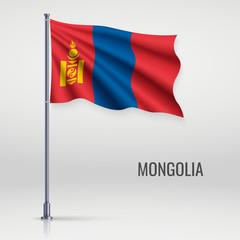 Waving flag on flagpole
