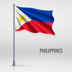 Waving flag on flagpole