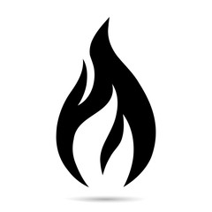 Fire flame icon. Black icon isolated on white background. Fire flame silhouette. Simple icon.