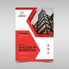 Business flyer template with red geometric shapes