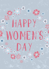 Fototapeta na wymiar Happy women's day. Card with flower decoration. 8 March