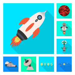 Isolated object of science and cosmic  logo. Collection of science and technology  stock symbol for web.