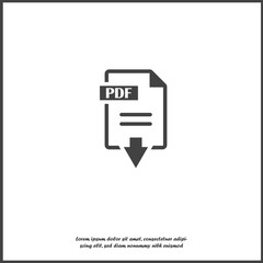 Fototapeta premium PDF icon. Downloads pdf document. Vector colored icon on white isolated background.