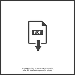 PDF icon. Downloads pdf document. Vector colored icon on white isolated background.