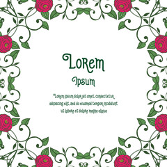 Vector illustration lettering lorem ipsum with flower decorative frame hand drawn