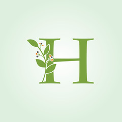 Nature Green Leaf H Letter Logo