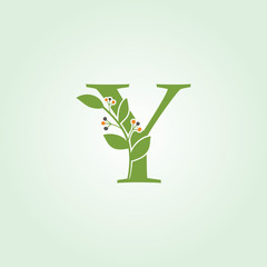 Nature Green Leaf Y Letter Logo