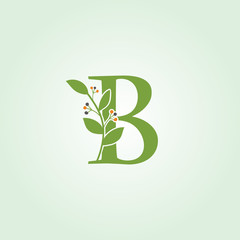 Nature Green Leaf B Letter Logo