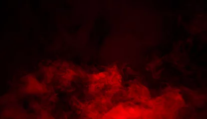 Foto op Aluminium Red smoke stage studio. Abstract fog texture. © Victor