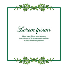Vector illustration elegant green leaves flower frame with invitation lorem ipsum hand drawn