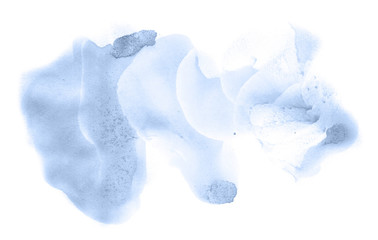 Abstract watercolor background hand-drawn on paper. Volumetric smoke elements. Navy blue color. For design, web, card, text, decoration, surfaces.