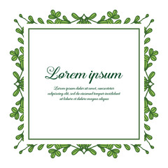 Vector illustration leaf flower frame white backdrop with lorem ipsum hand drawn