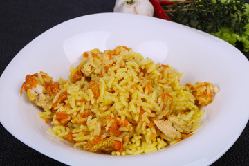 Traditional Pilaf with chicken and carrot