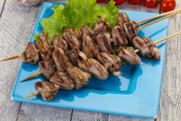 Chicken hearts skewer