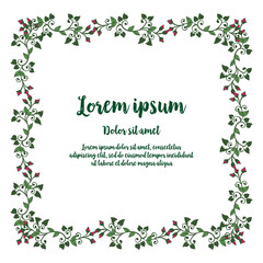 Vector illustration beautiful flower frame picture with greeting card lorem ipsum hand drawn