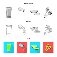 Isolated object of cafe and Latin logo. Set of cafe and national stock symbol for web.