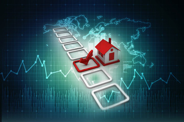 3D rendering of a secured with a house