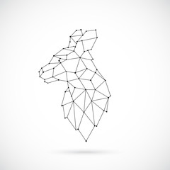 Vector geometric Kangaroo illustration. Simple polygonal Kangaroo emblem.