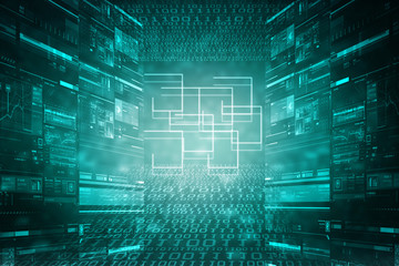 2d illustration Abstract futuristic electronic circuit technology background