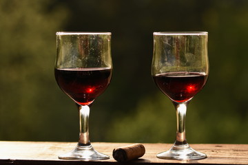 Glasses of red wine 