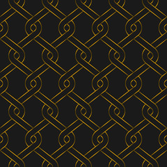 Golden woven fence seamless pattern. Gold color vector illustration.