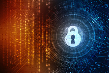 2d illustration Safety concept: Closed Padlock on digital background