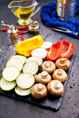 mushrooms with vegetables on board