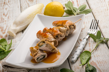 stuffed roll with sage spinach