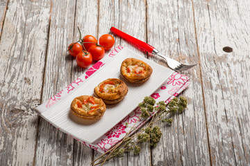 mini pizzas with tomatoes mozzarella and oregano