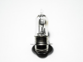 Car headlight bulb, Halogen Auto Bulb. Isolated on white background. Car light bulb for use in illumination when moving