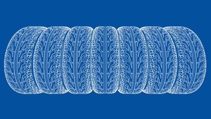Car tires concept. Vector rendering of 3d © cherezoff