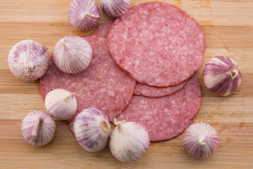 fresh salami slices