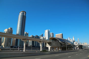 Fototapeta na wymiar Dubai Marina traffic, United Arab Emirates