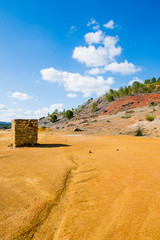 magnificent landscape with yellow sand and green trees, Andalusia, Rio Tinto