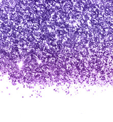 Purple glitter sparkles on white background in vintage colors. Can be used as place for text, for greeting or invitation cards, fashion magazines, web sites etc.