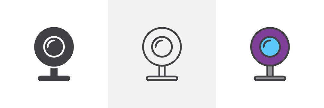 Web camera icon. Line, glyph and filled outline colorful version, webcam outline and filled vector sign. Symbol, logo illustration. Different style icons set. Pixel perfect vector graphics