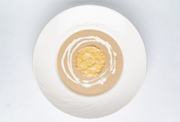 mushroom cream soup, top view