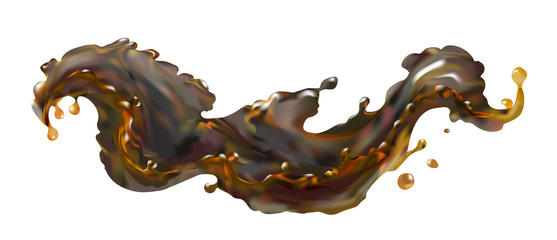 Cola splash transparent vector 3d illustration realistic for your design. Clip art.