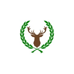 Silhouette head deer, Deer head illustration icon, Laurel