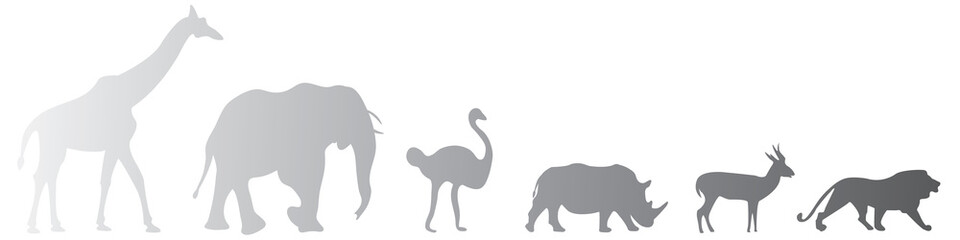 Vector set of six african safari animals