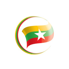 Myanmar flag, vector illustration on a white background