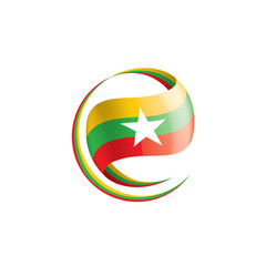 Myanmar flag, vector illustration on a white background