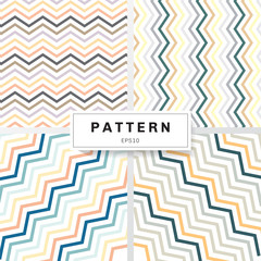 Set of chevron patterns pastels color on white background. Yellow, Orange, Deep blue, Brown, Green, Gray. Perfect for wallpapers and pattern fills zig zag.