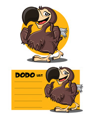 Cartoon cute happy Dodo bird character showing GOOD hand signs and to do list signage or signboard. Dodo bird Vector mascot illustration set. © charactoon