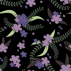 Vector floral pattern with flowers and leaves.