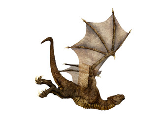 Naklejka premium 3D Rendering Fairy Tale Dragon on White