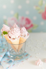 Ice-cream like pink raspberry flavour zephyr