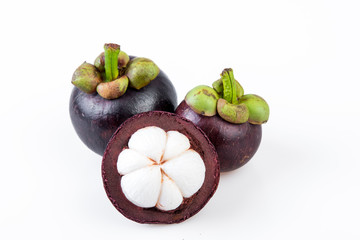 Mangosteens Queen of fruits,mangosteen  on white background