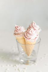 Ice-cream like pink raspberry flavour zephyr