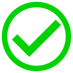 Check marks - green tick icon inside of circle - vector